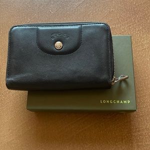 Longchamp Le Pliage Cuir Black Leather Wallet
